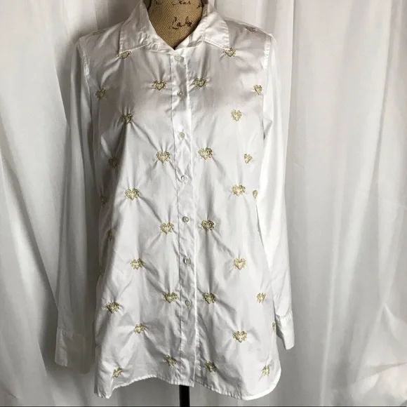J Crew Bullion Heart Shirt B0636 - Picture 2 of 8